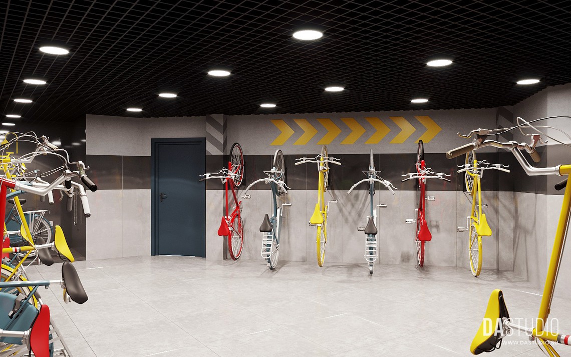 Дизайн интерьера велопарковки для ЖК Созвездие.Вид 2