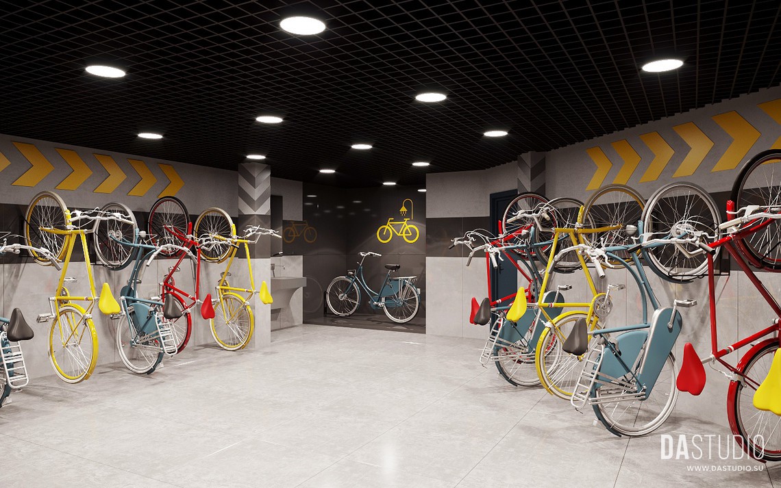 Дизайн интерьера велопарковки для ЖК Созвездие.Вид 3